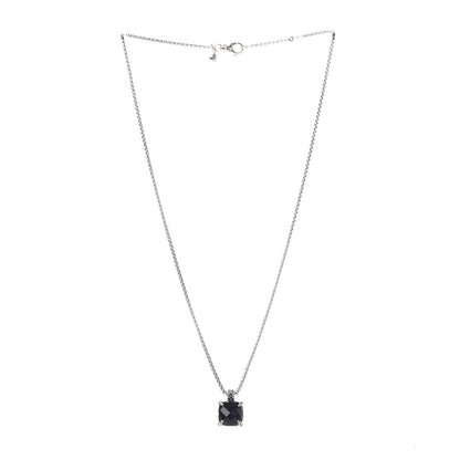 David Yurman Sterling Silver Diamond Black Onyx 11mm Chatelaine Pendant Necklace 3 of 6