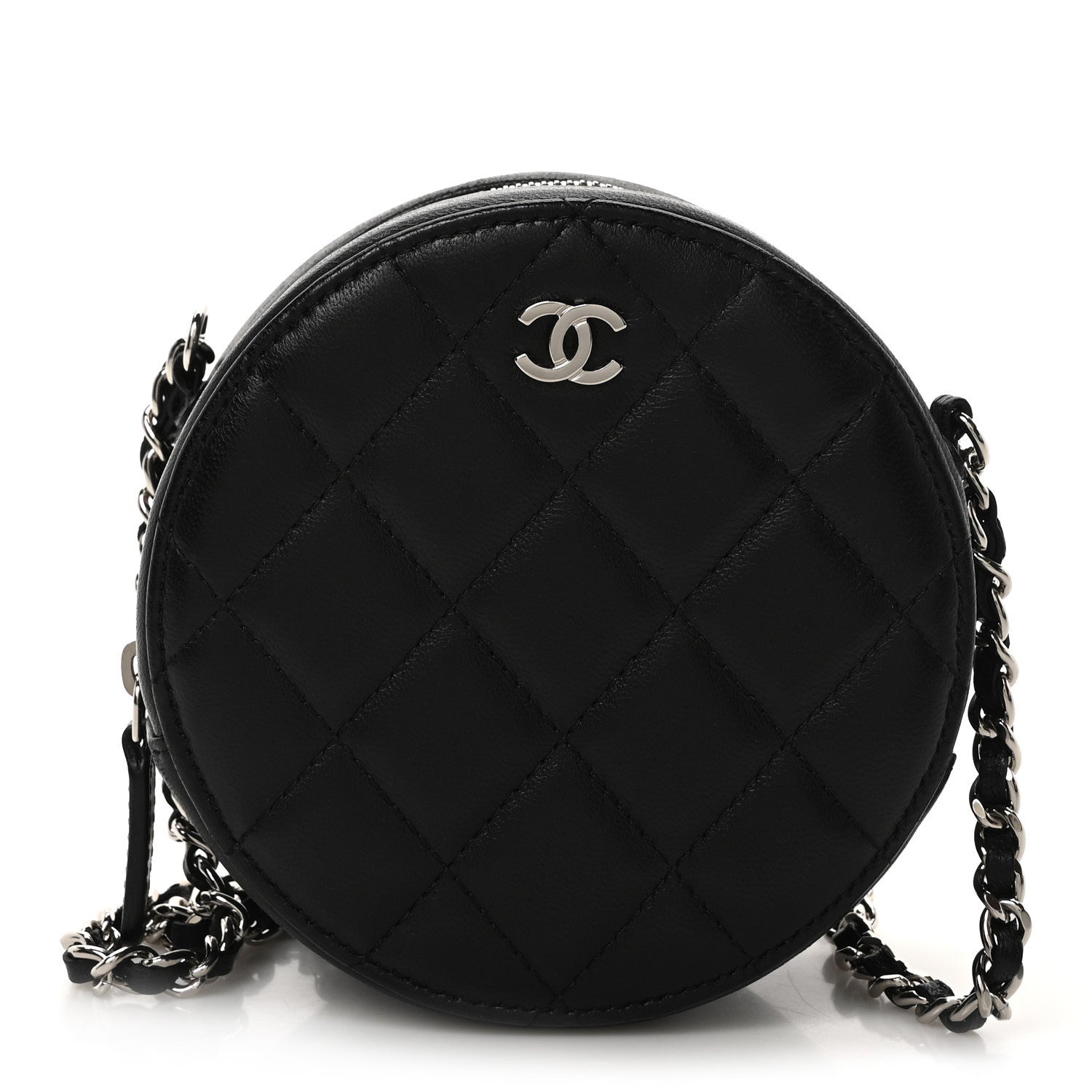 Chanel Lambskin Quilted Round Clutch With Chain Black 1 of 10