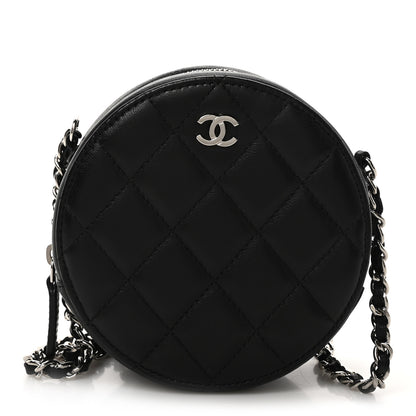 Chanel Lambskin Quilted Round Clutch With Chain Black 1 of 10