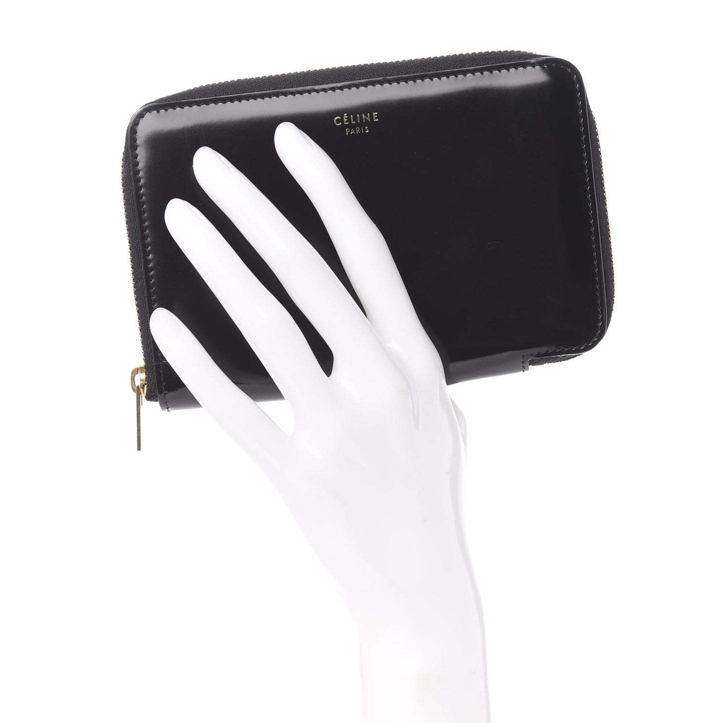 Spazzolato Calfskin Zip Around Multifunction Wallet Black
