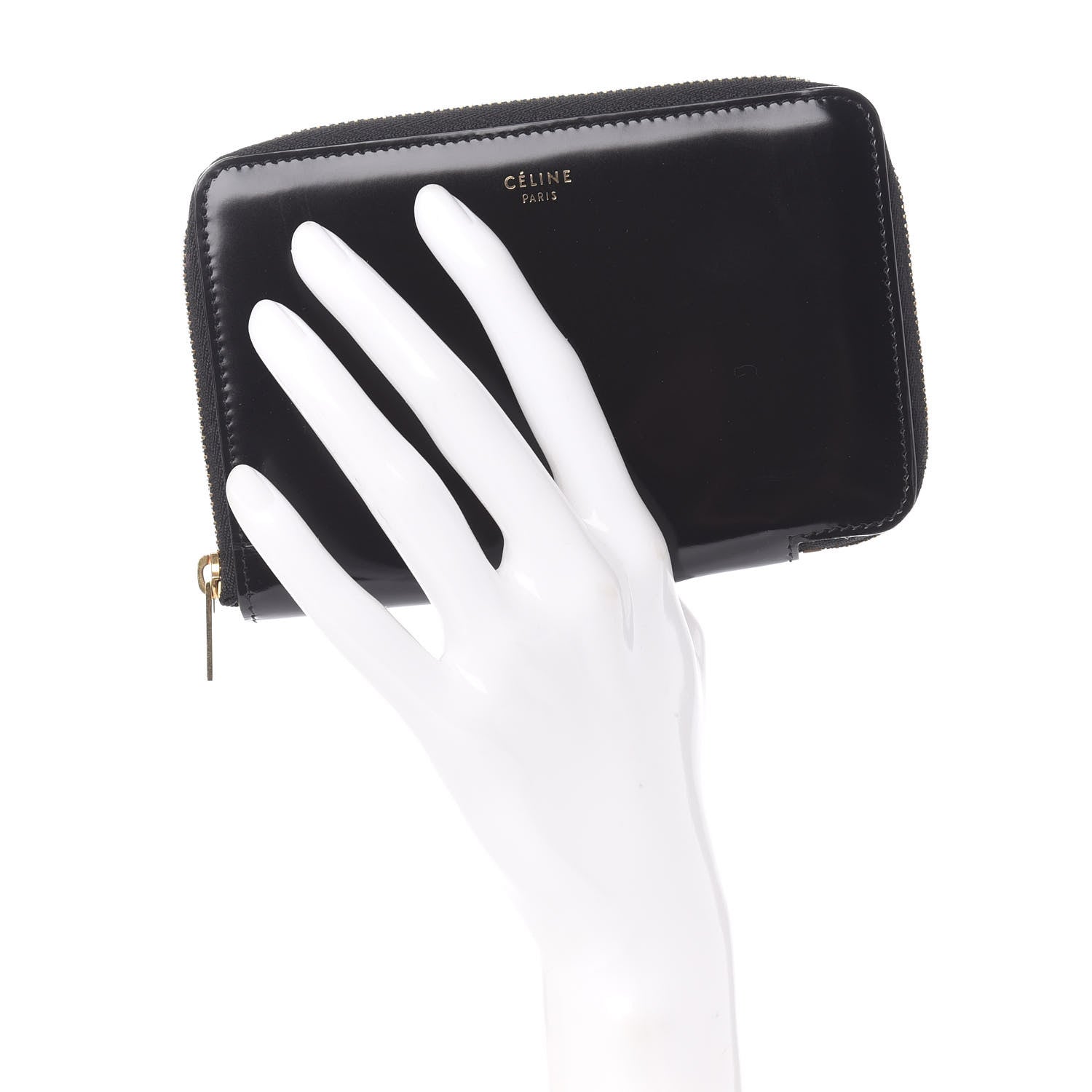 Celine Spazzolato Calfskin Zip Around Multifunction Wallet Black 2 of 9