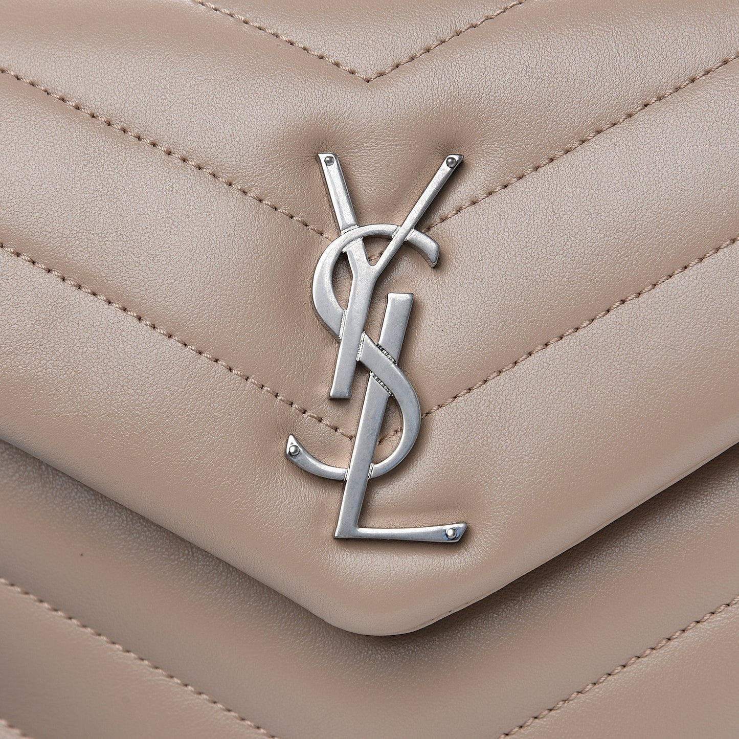 Calfskin Y Quilted Monogram Small Loulou Chain Satchel Nude Powder