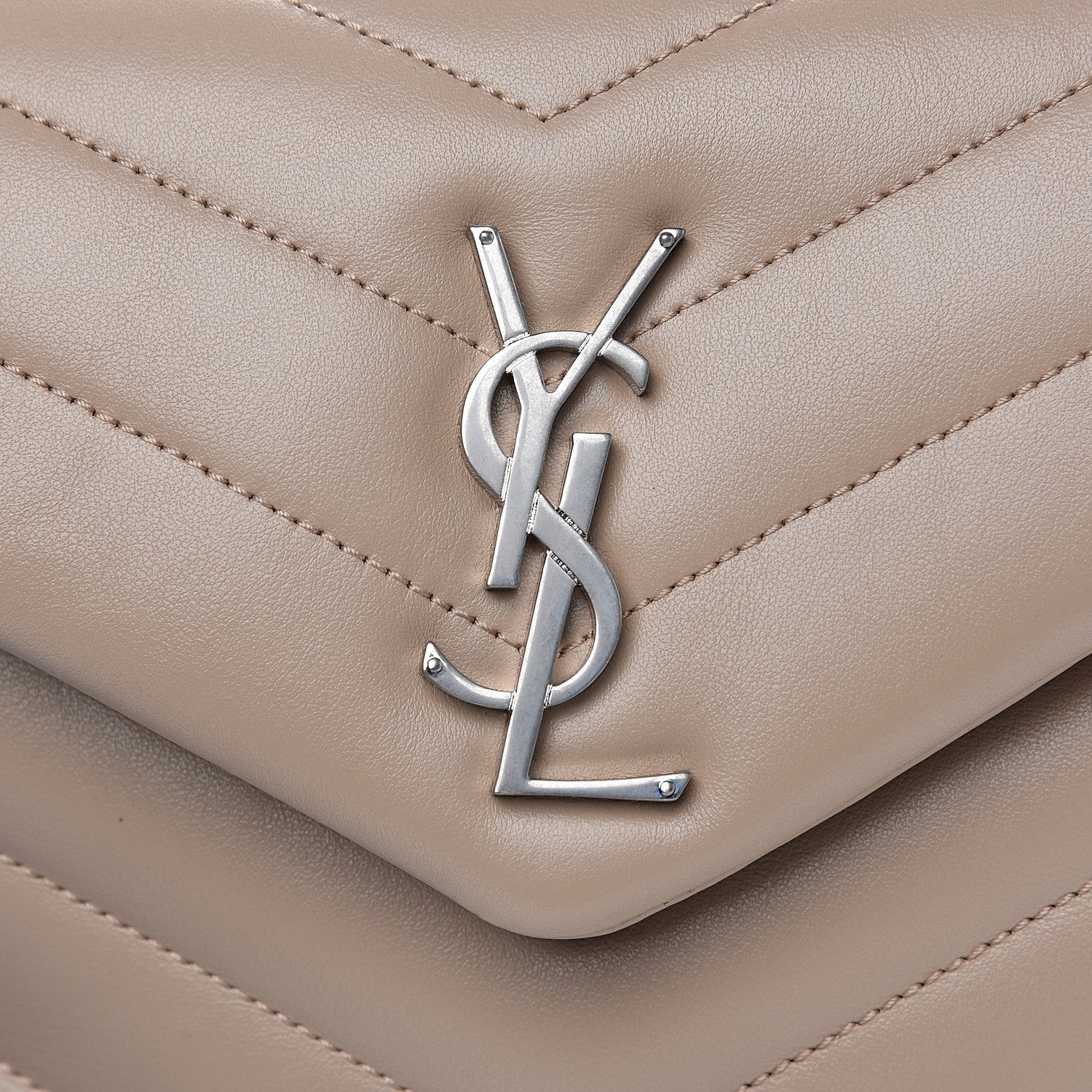 Saint Laurent Calfskin Y Quilted Monogram Small Loulou Chain Satchel Nude Powder 7 of 10