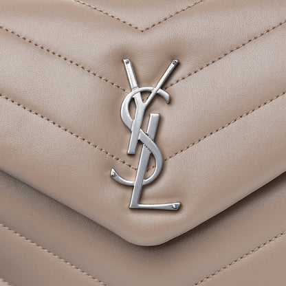 Saint Laurent Calfskin Y Quilted Monogram Small Loulou Chain Satchel Nude Powder 7 of 10