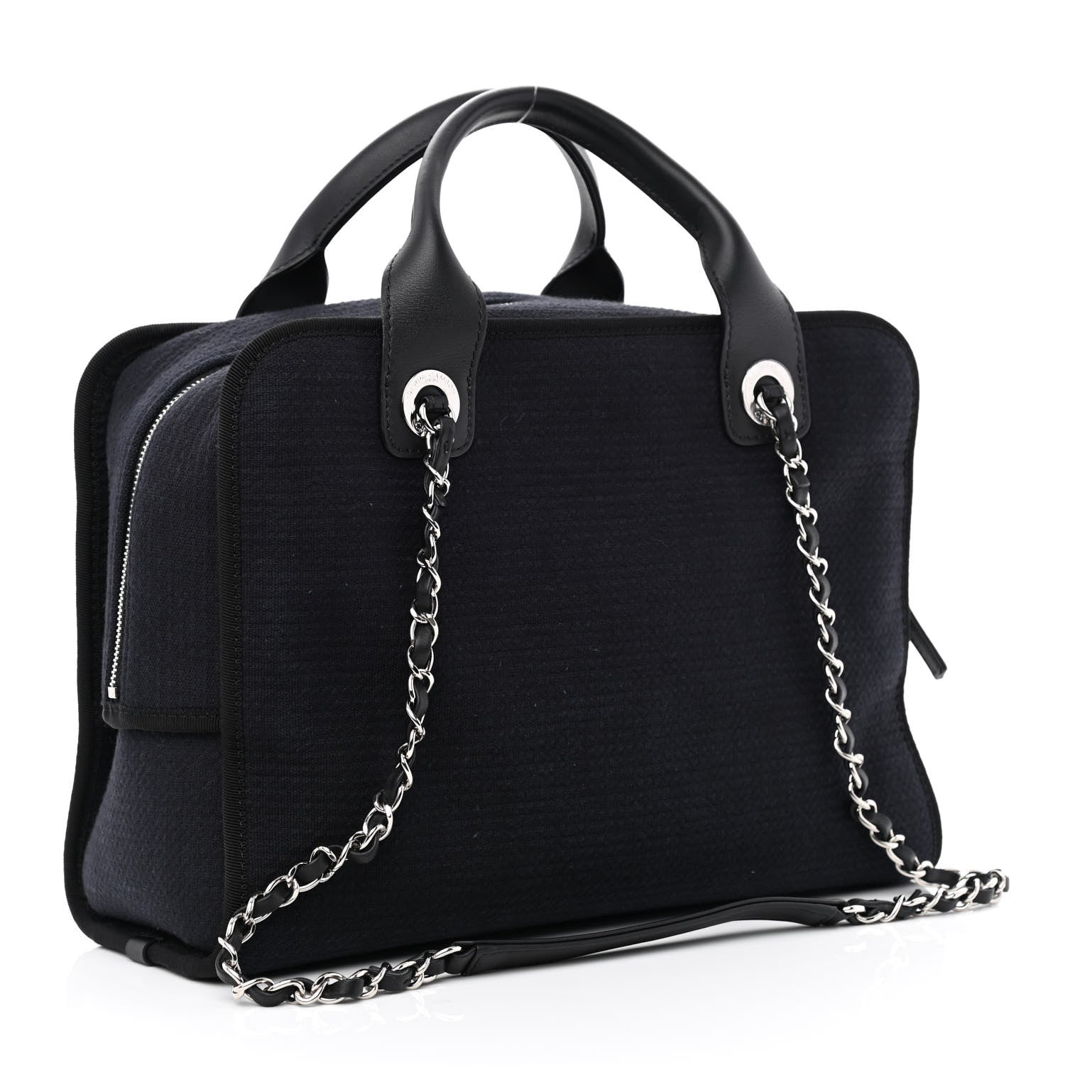 Chanel Mixed Fibers Deauville Bowling Bag Black 3 of 11