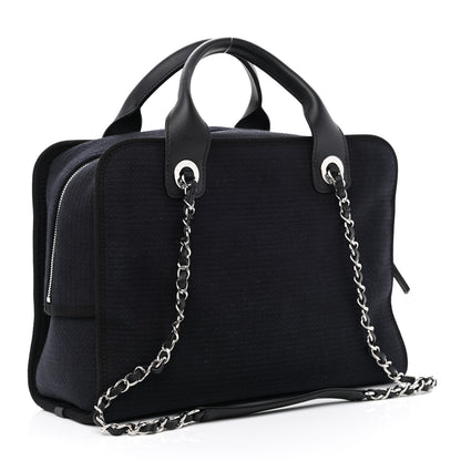Chanel Mixed Fibers Deauville Bowling Bag Black 3 of 11
