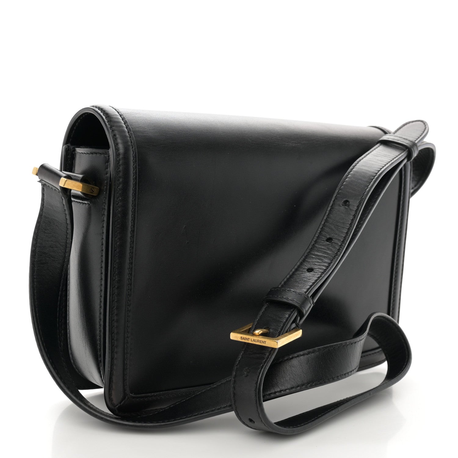 Saint Laurent Box Calfskin Monogram Medium Solferino Satchel Black 3 of 13