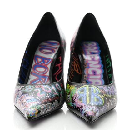 Balenciaga Chevre Classic Graffiti Knife Pointed 80mm Pumps 37 Black Multicolor 2 of 8