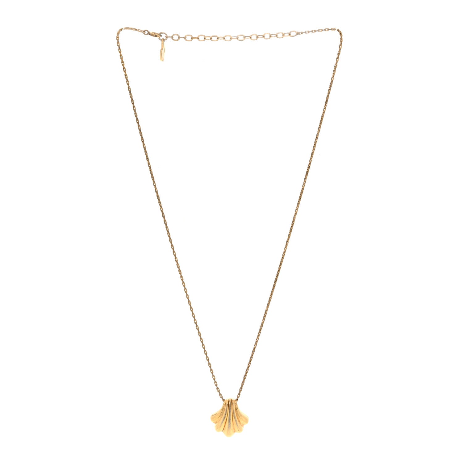 Christian Dior Metal Shell Necklace Gold 3 of 6