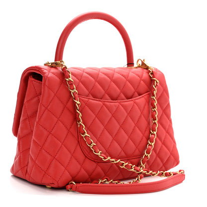 Chanel Caviar Quilted Small Coco Handle Flap Red 3 of 10