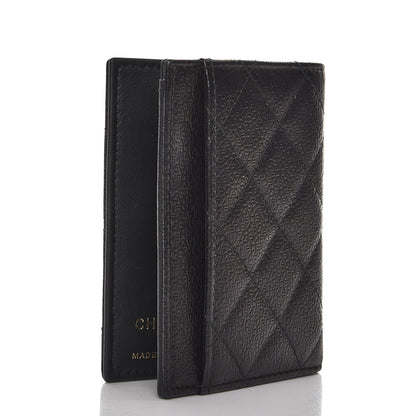 Chanel Letter Calfskin Embossed Quilted CC Card Holder Wallet Black 3 of 8