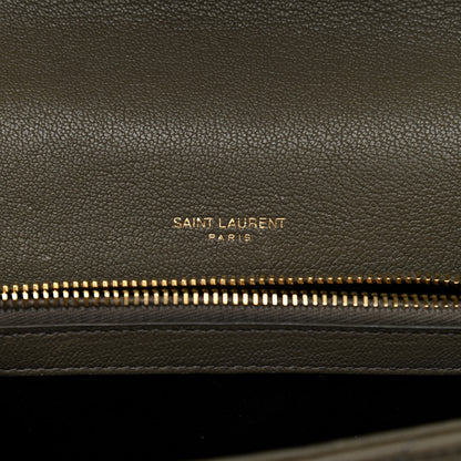 Saint Laurent Sheepskin Matelasse Chevron Monogram Medium College Bag Seaweed 5 of 10