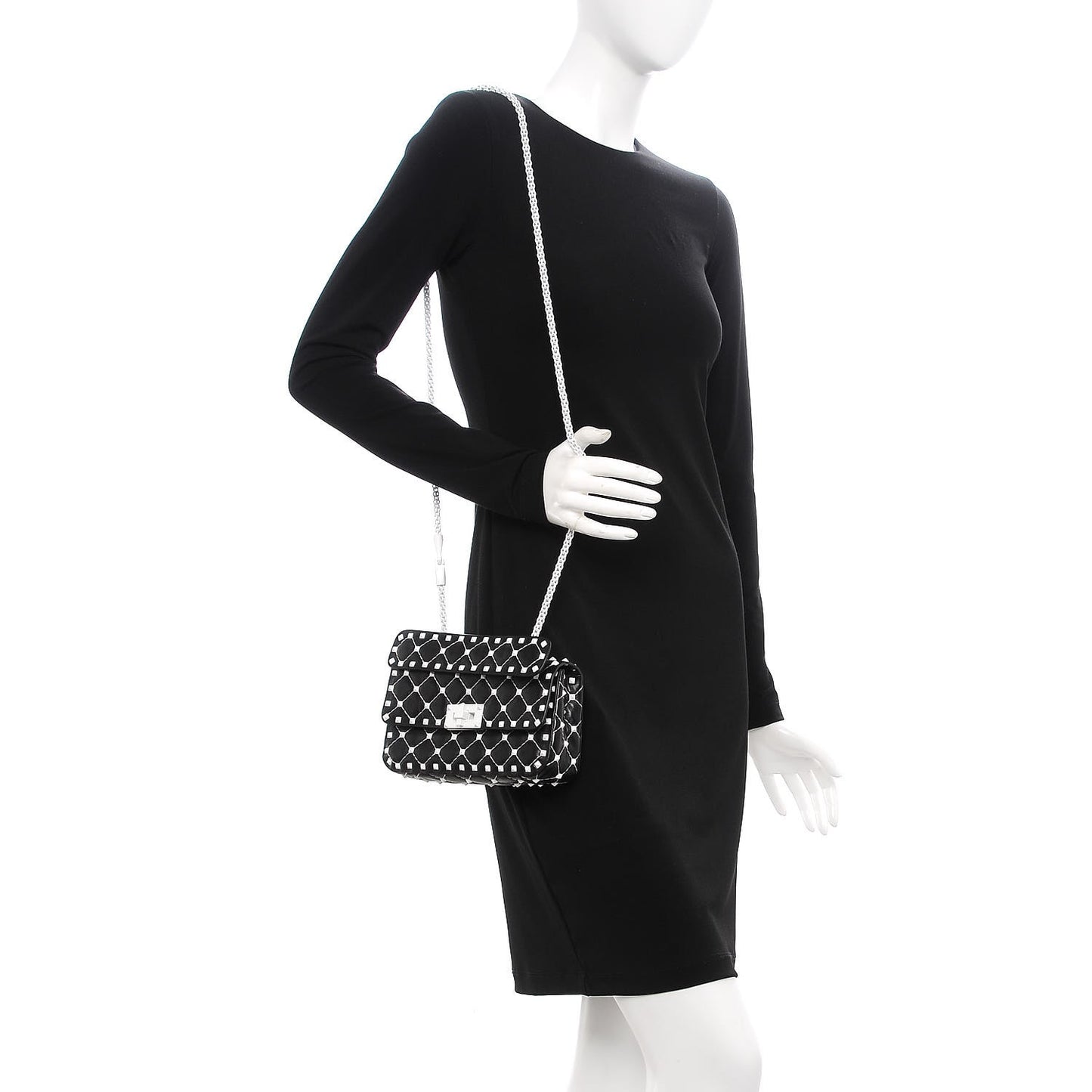 Lambskin Small Free Rockstud Spike Shoulder Bag Black