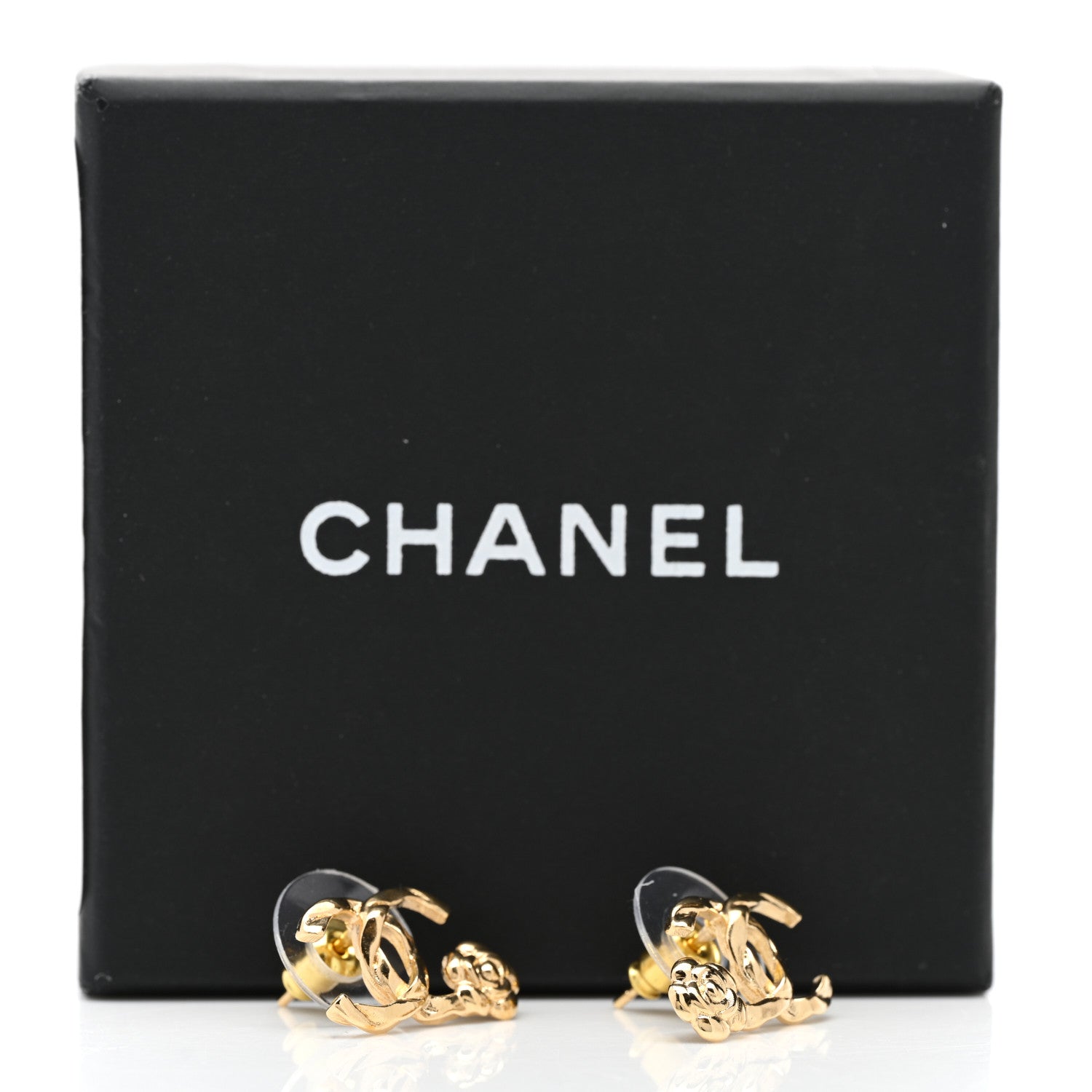 Chanel Metal Camellia CC Earrings Gold 5 of 5