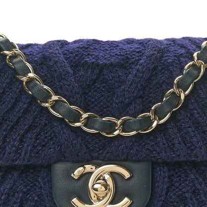 Chanel Cable Knit Mini Paris-Hamburg Flap Navy Blue 8 of 10