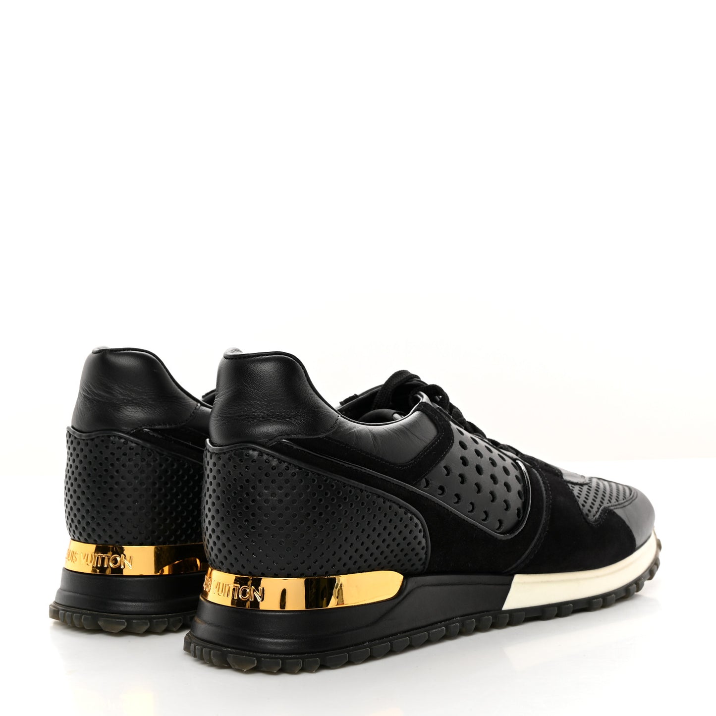 Nubuck Calfskin Perforated Run Away Sneakers 38.5 Black