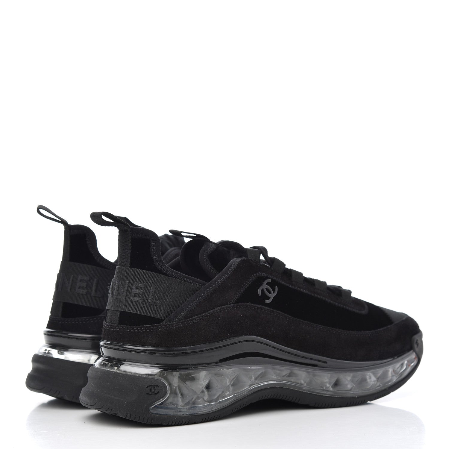 Chanel Suede Calfskin Velvet Grosgrain CC Sneakers 40.5 Black 4 of 9