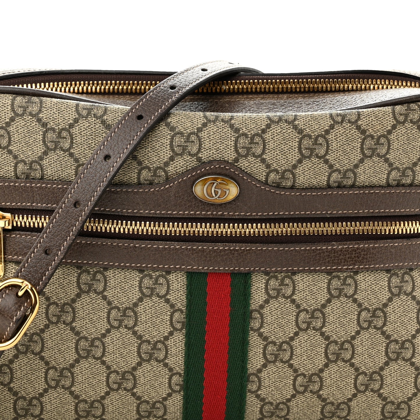 GG Supreme Monogram Web Small Ophidia Shoulder Bag Brown