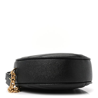 Saint Laurent Grain De Poudre Matelasse Chevron Quilted Round Vinyle Camera Bag Black 4 of 10