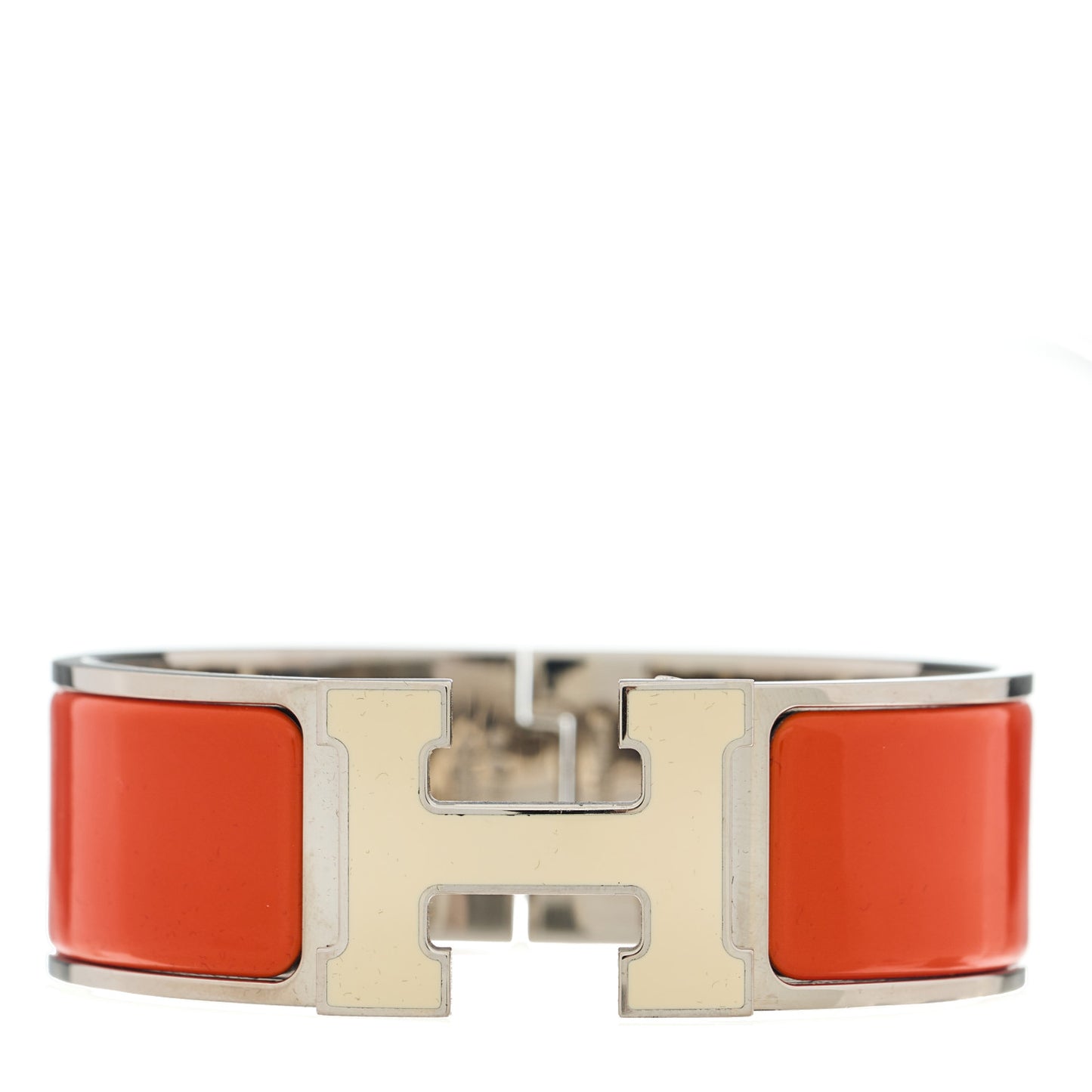 Enamel Wide Clic Clac H Bracelet GM Orange White