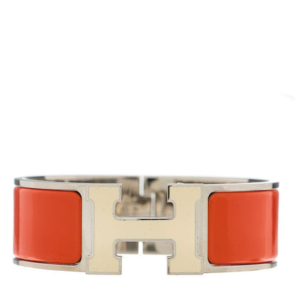 Hermes Enamel Wide Clic Clac H Bracelet GM Orange White 1 of 4