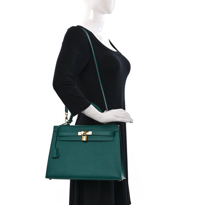 Hermes Epsom Kelly Sellier 32 Malachite 3 of 9