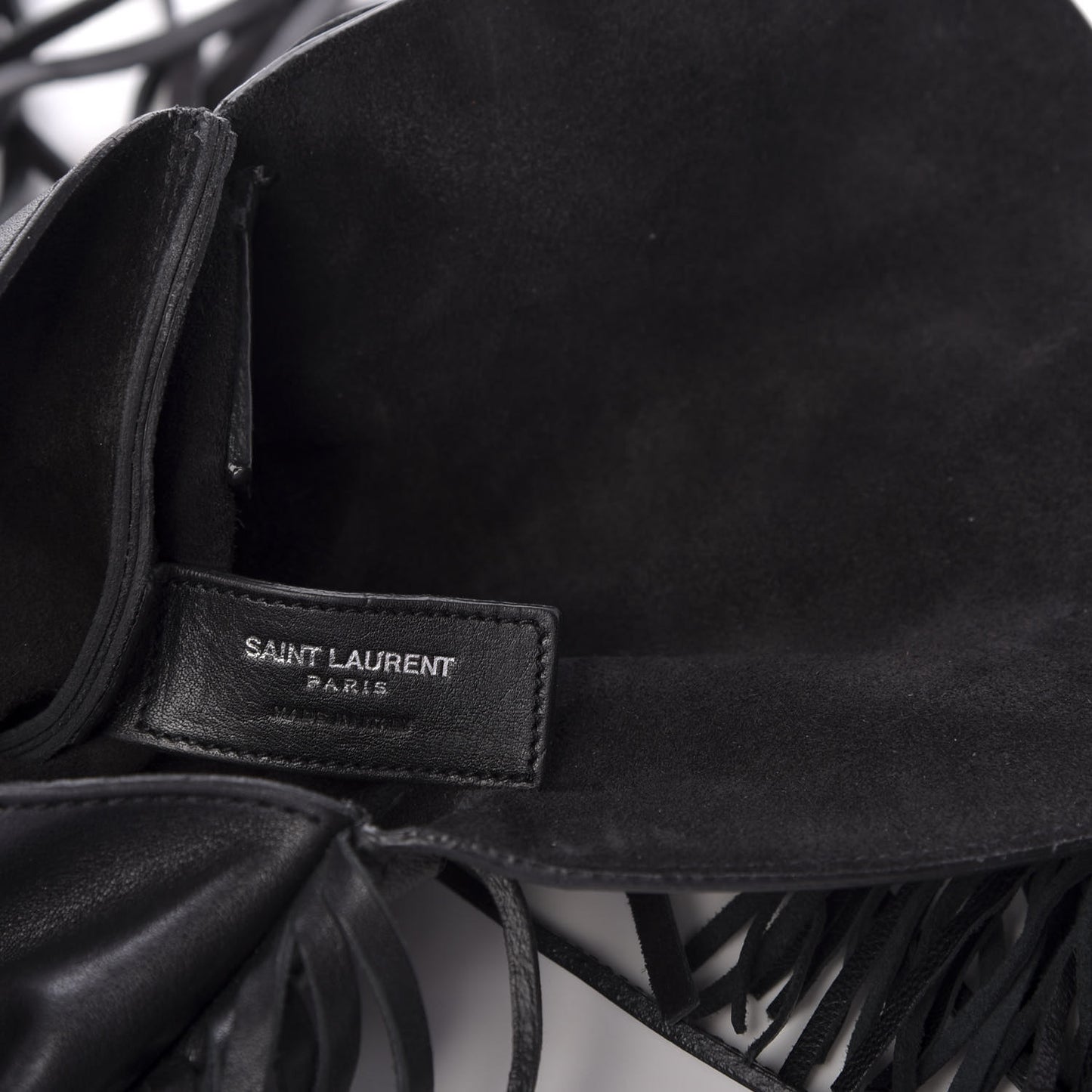 Lambskin Fringe Small Anita Crossbody Bag Black