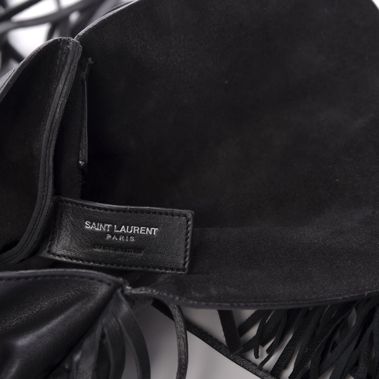 Saint Laurent Lambskin Fringe Small Anita Crossbody Bag Black 8 of 11