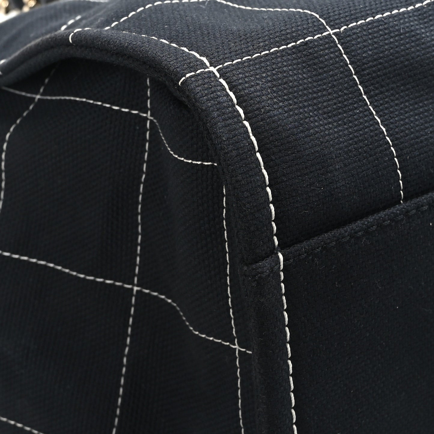 Cotton Medium Deauville Tote Black White