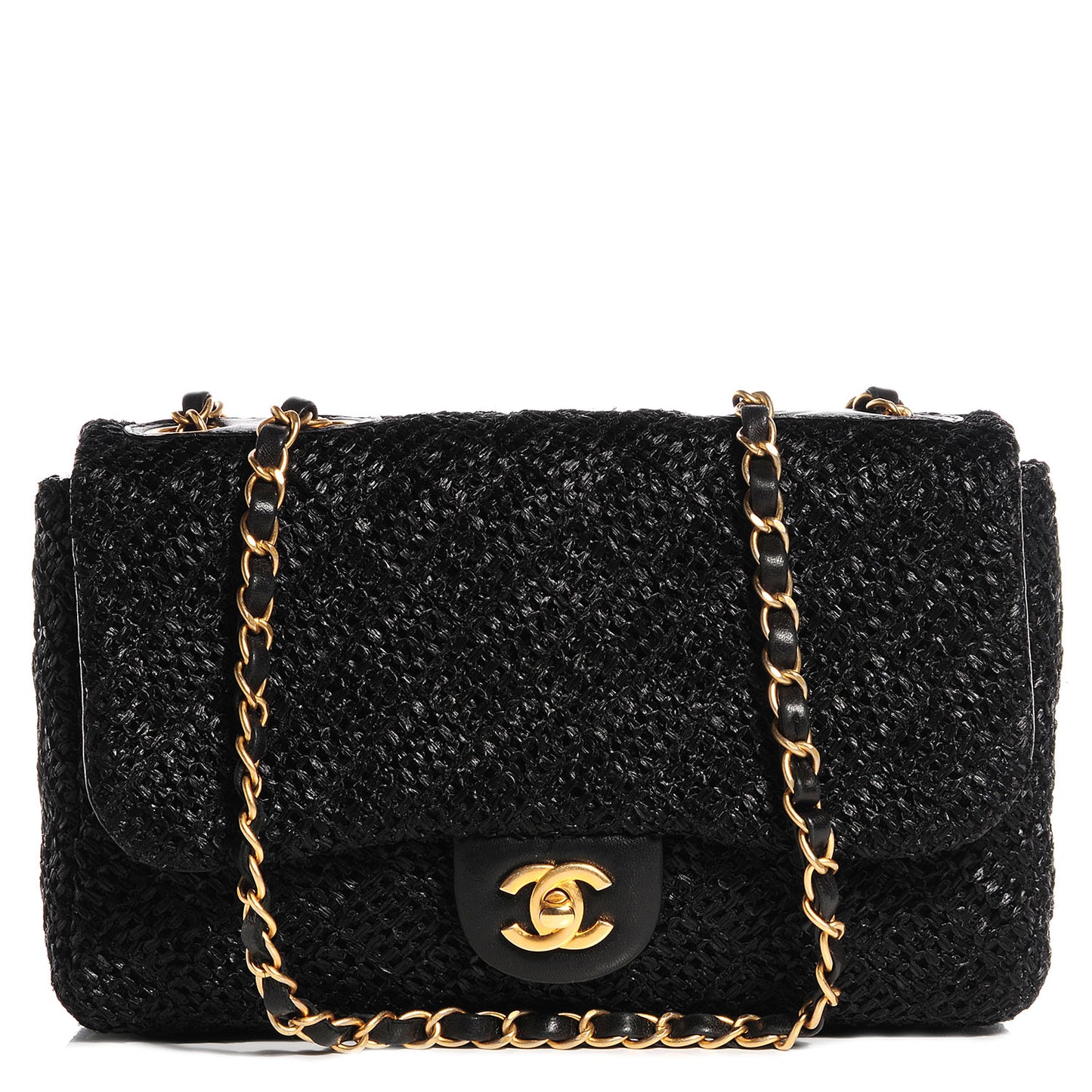 Woven Nylon Medium Single Flap Black