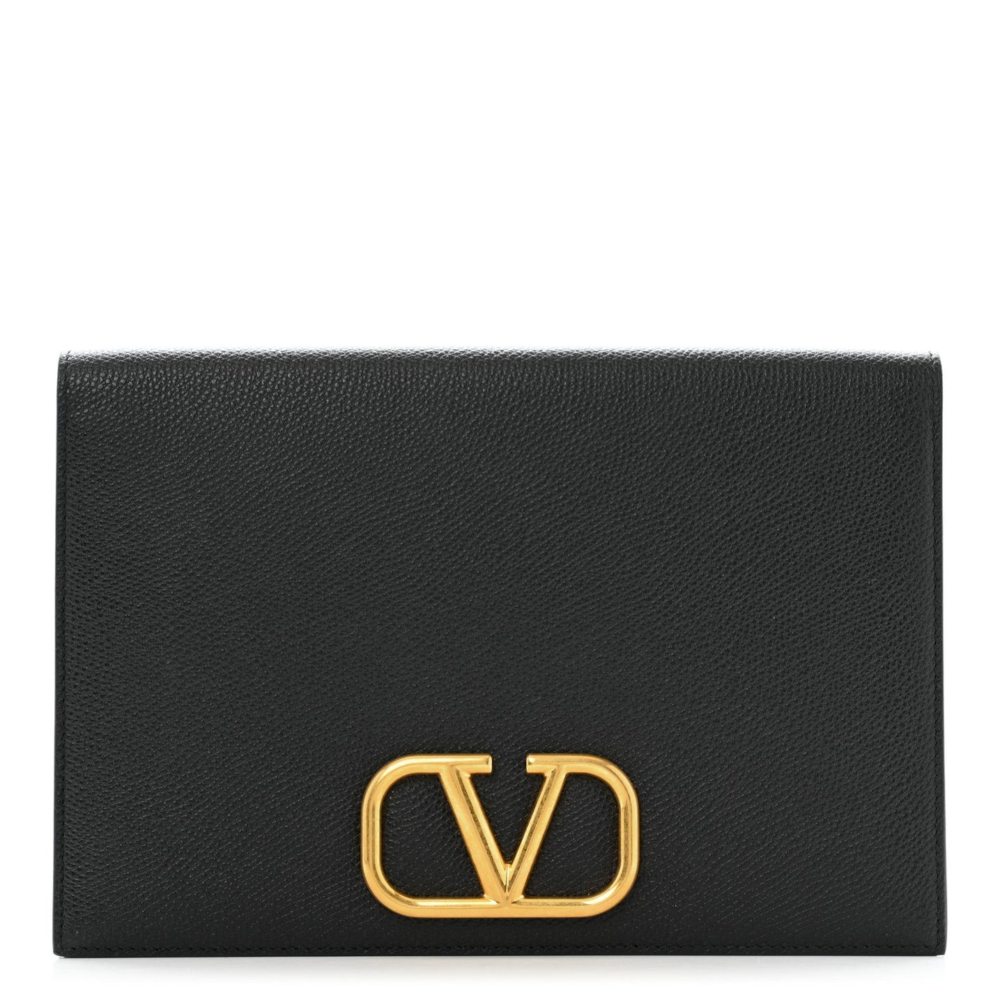 Grainy Calfskin Vlogo Signature Pouch Black