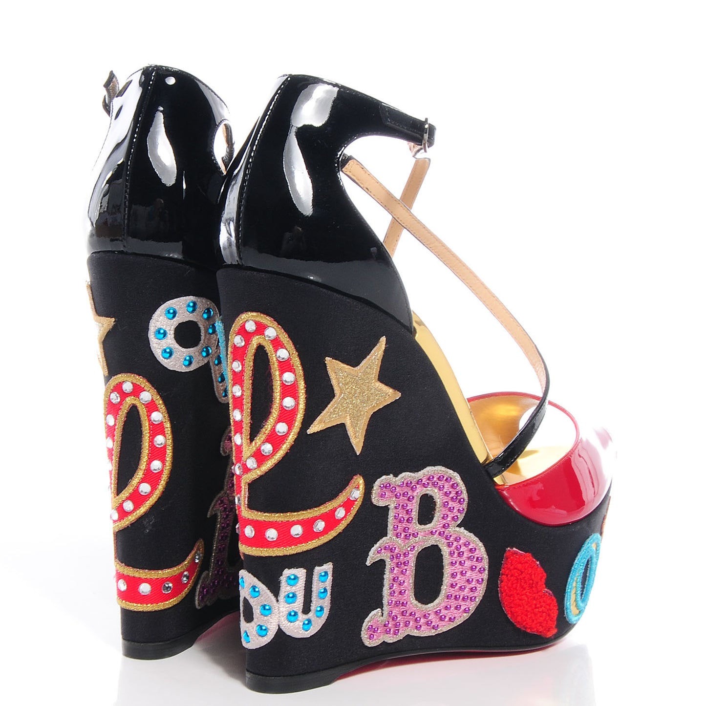 Patent Loubi Zeppa 140 Wedges 37.5 Black Red