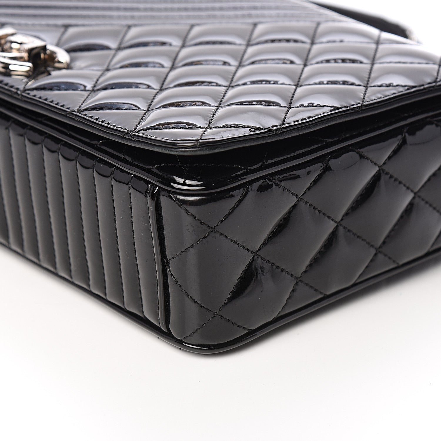 Chanel Iridescent Patent Quilted Medium Coco Boy Flap Black 8 of 10