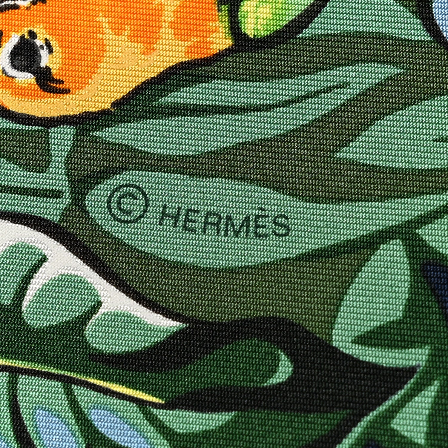 Hermes Silk Jungle Love Scarf 90 Marine Vert Orange 3 of 3