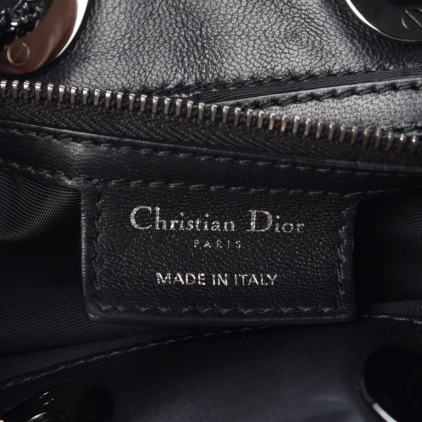 Lambskin Cannage Stitched Drawsting Tote Black