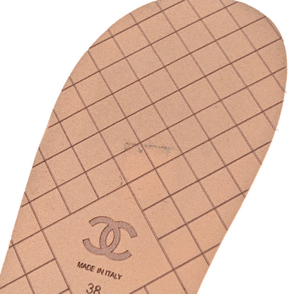 Chanel Fabric Rubber Coco Slides 38 Beige White 10 of 11