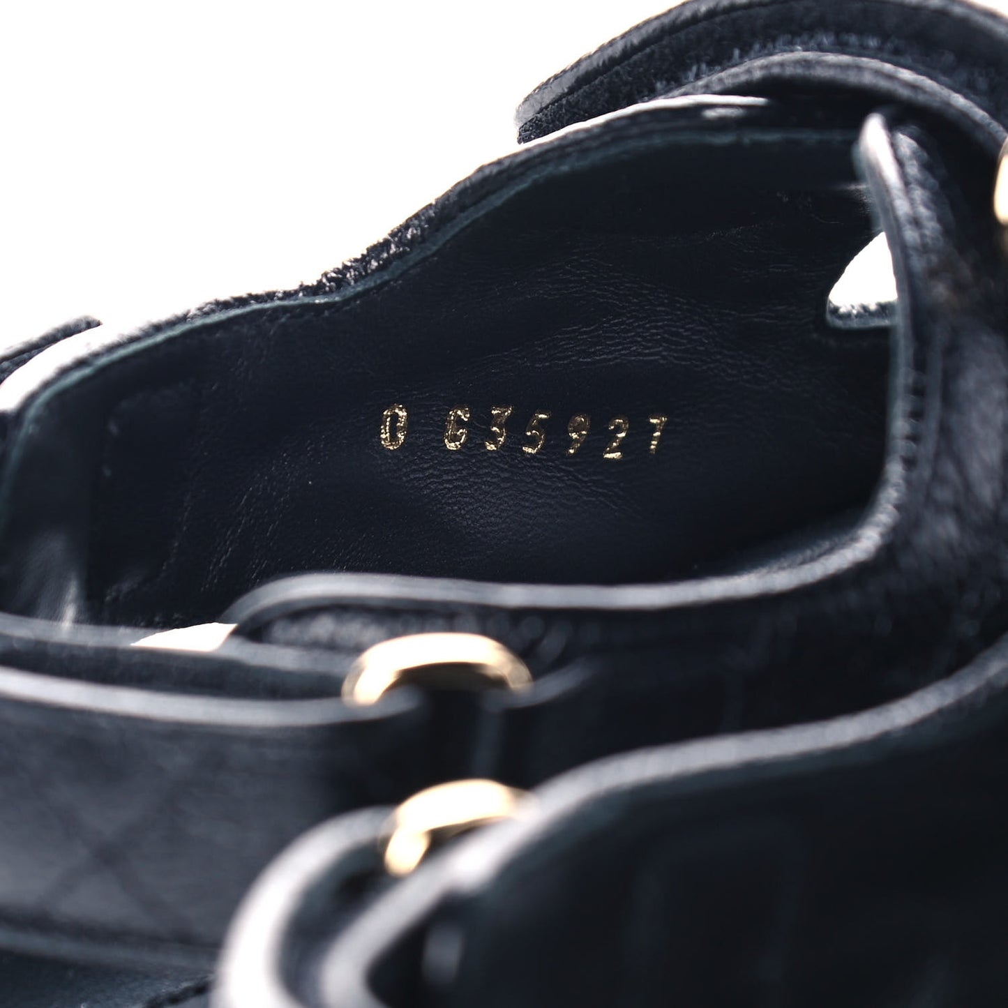 Grained Calfskin Velcro Dad Sandals 35 Black
