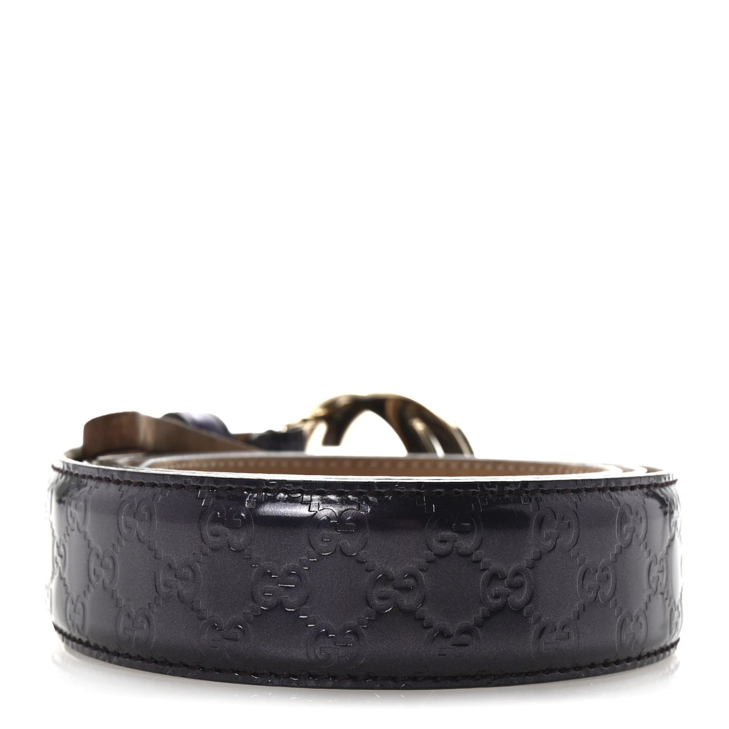 Metallic Guccissima Interlocking G Belt 95 38 Purple