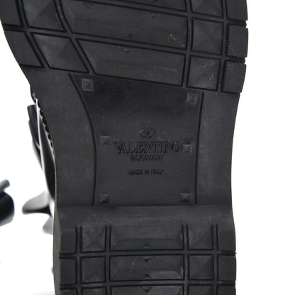 Valentino Garavani Calfskin Ruffle Heart Love Combat Boots 37.5 Black 7 of 10