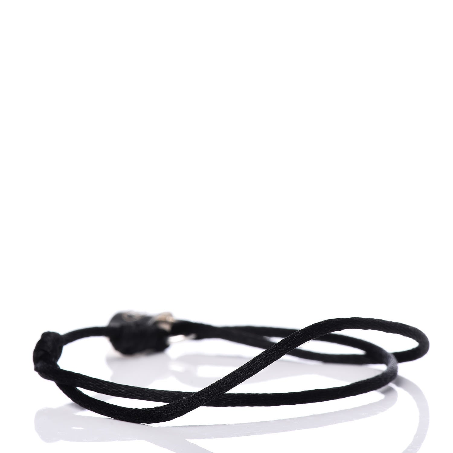 Louis Vuitton Sterling Silver Lockit Adjustable Cord Bracelet Black 3 of 4