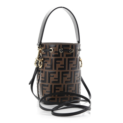 Fendi Vitello Liberty F is Fendi Bi-Color FF 1974 Embossed Mini Mon Tresor Bucket Bag Maya Black 3 of 9