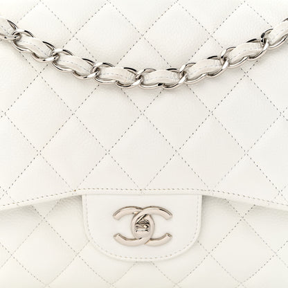Chanel Caviar Quilted Jumbo Double Flap White 8 of 20