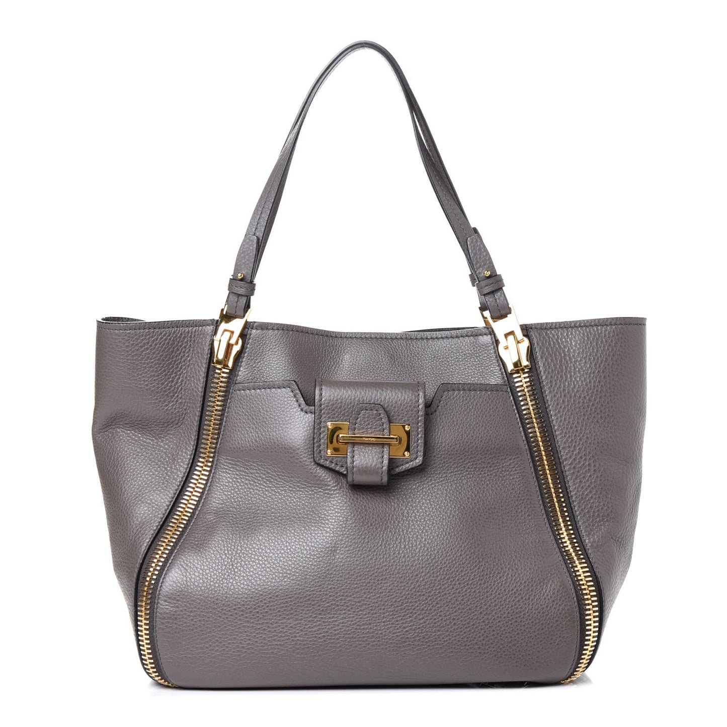 Grained Calfskin Sedgwick Medium Zipper Tote Grey