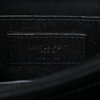Saint Laurent Sheepskin Matelasse Chevron Monogram Monochrome Medium College Bag Black 9 of 12