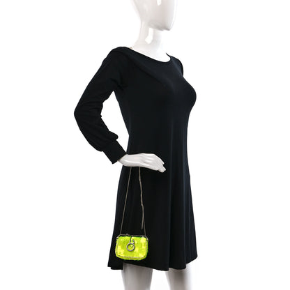 Fendi Transparent Paillettes Vitello King Nano Maxi Buckle Baguette Charm Yellow Fluo 2 of 9