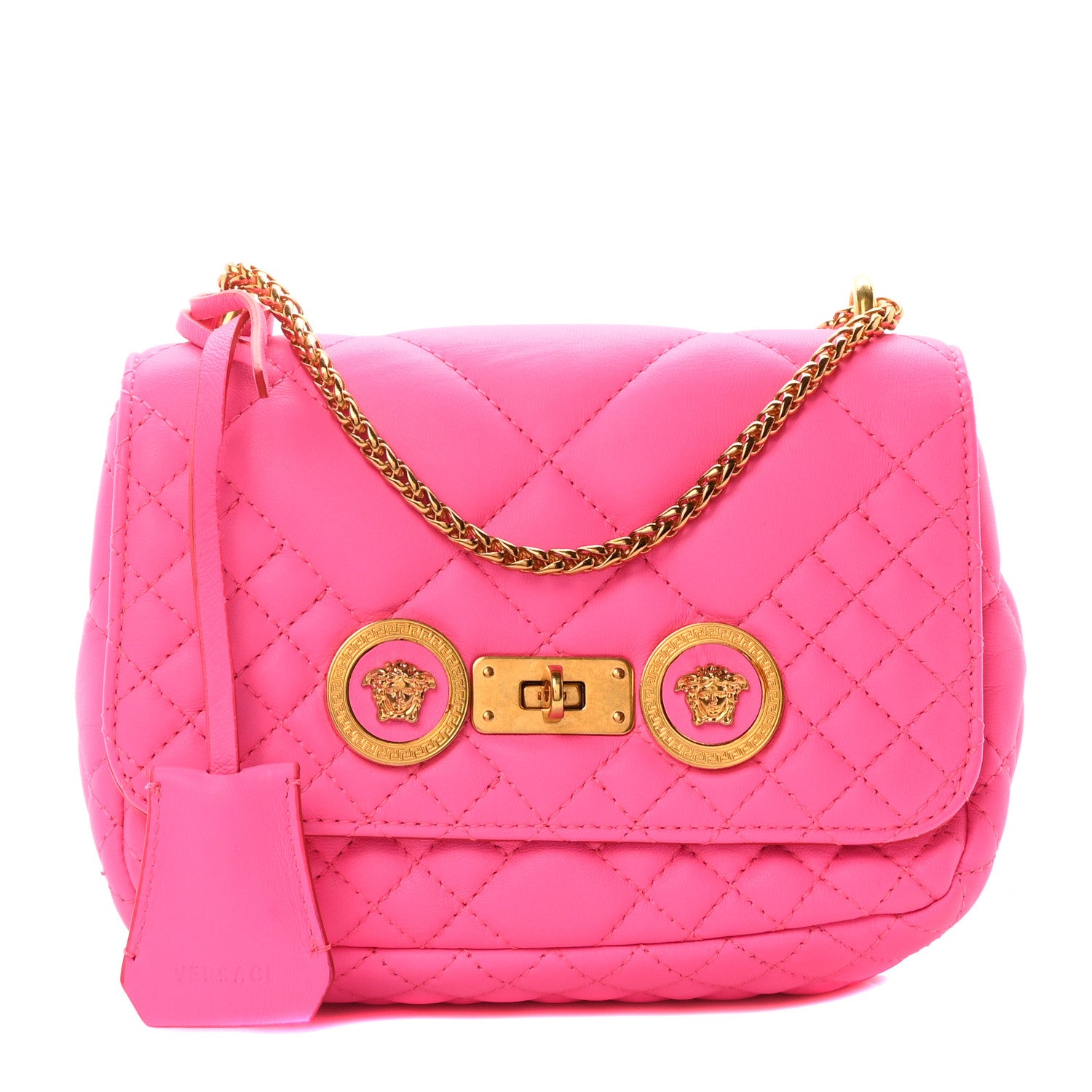Versace Nappa Quilted Icon Shoulder Bag Pink 1 of 10