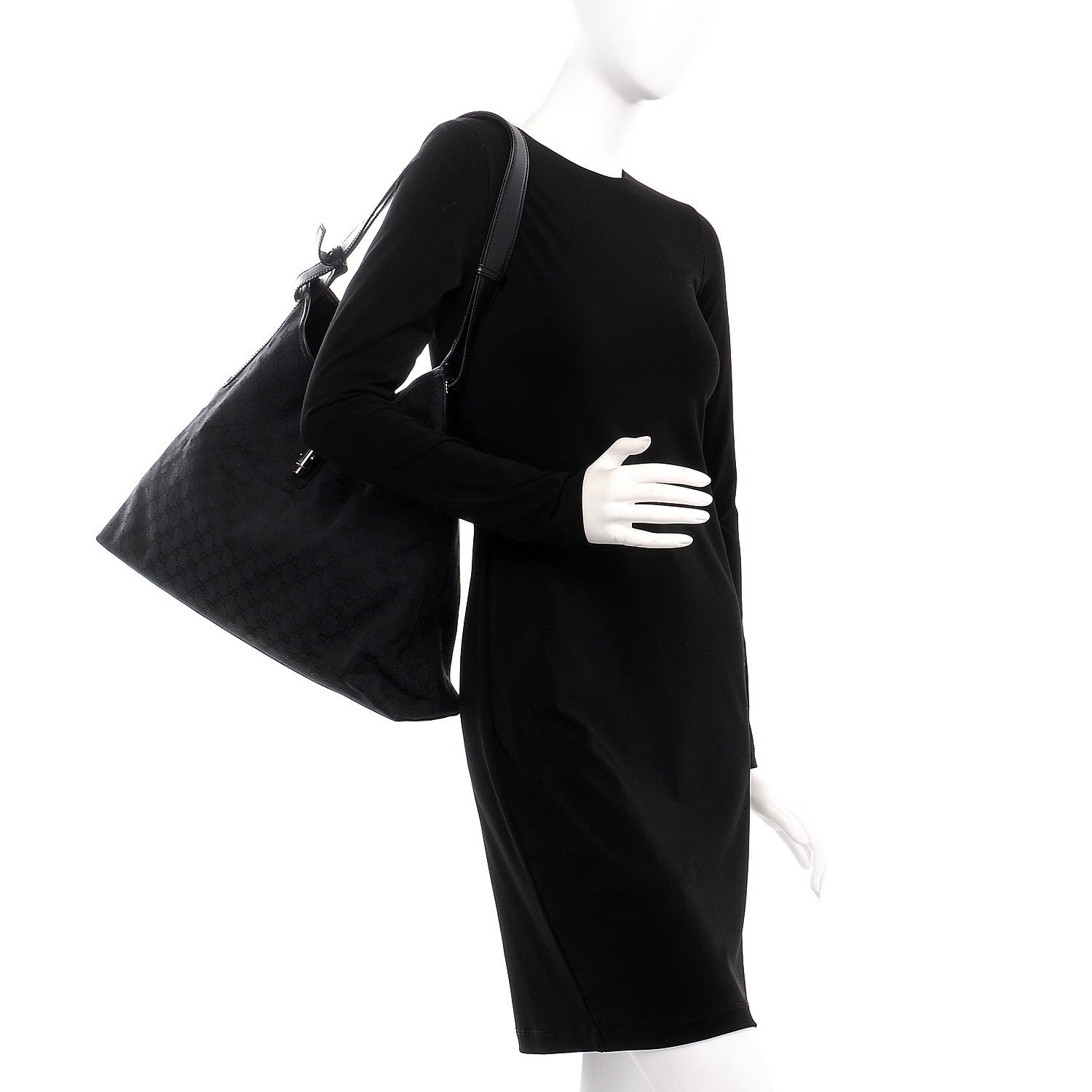 Gucci Monogram Large Shoulder Bag Black 2 of 9