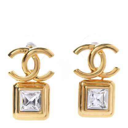 Chanel Large Crystal CC Drop Earrings Gold 1 of 4