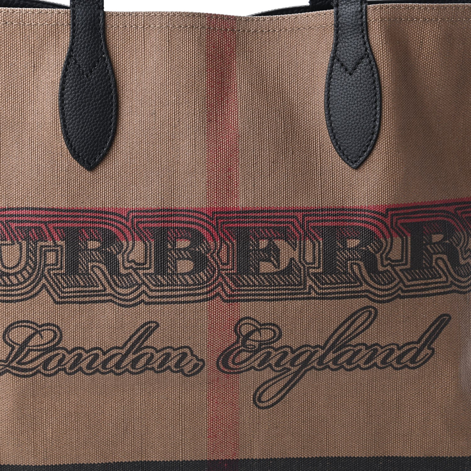 Burberry Coated Canvas Mega Check Medium Doodle Tote Black 10 of 10
