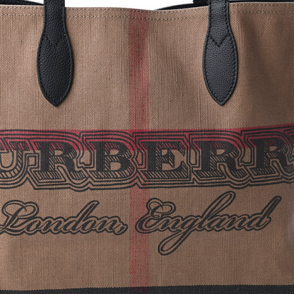 Burberry Coated Canvas Mega Check Medium Doodle Tote Black 10 of 10